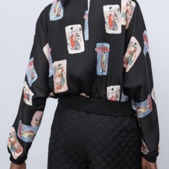 NWT zara printed silk bomber jacket - Picture 2 of 2